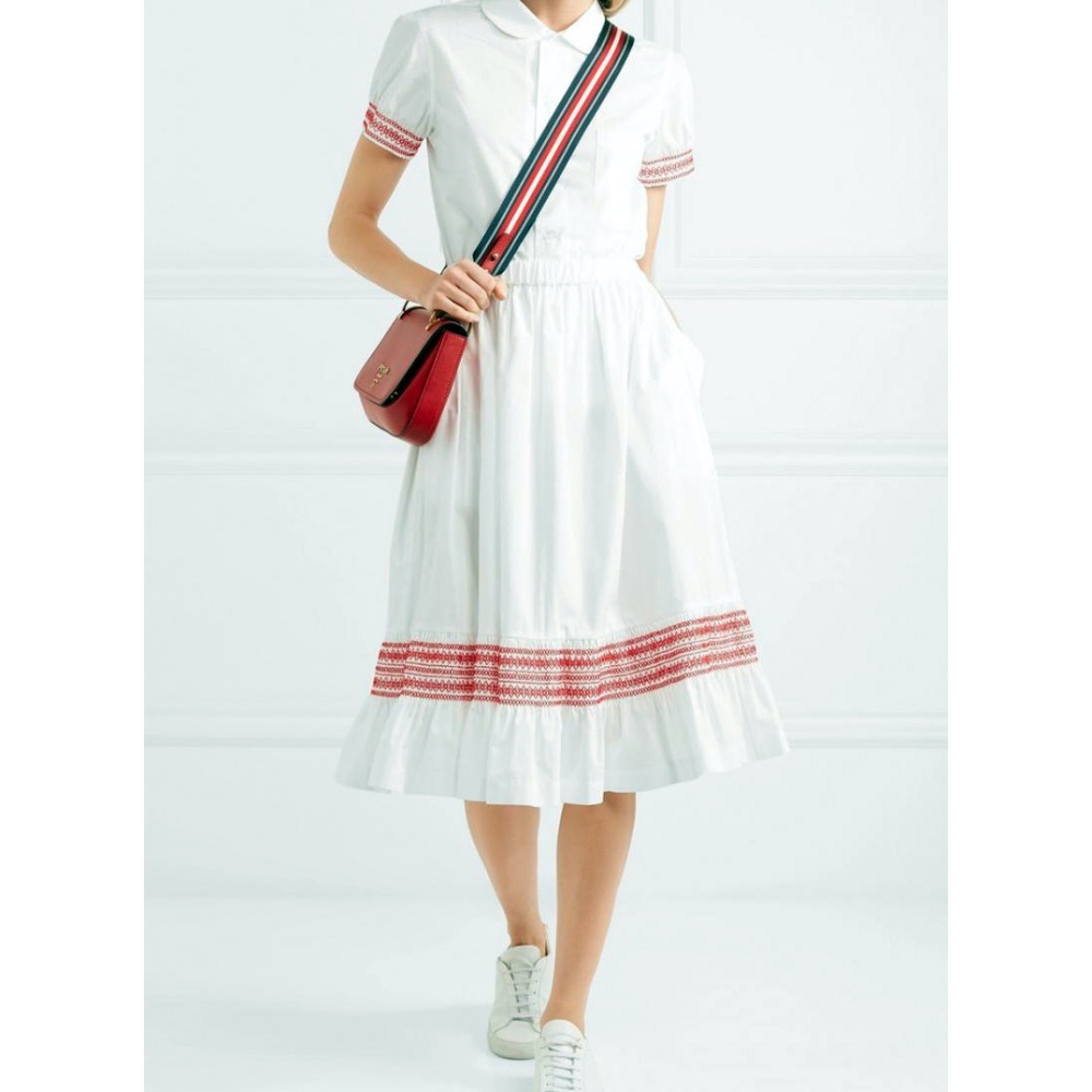 Womens Shirred cotton-poplin midi skirt White, Comme des Garçons Girl